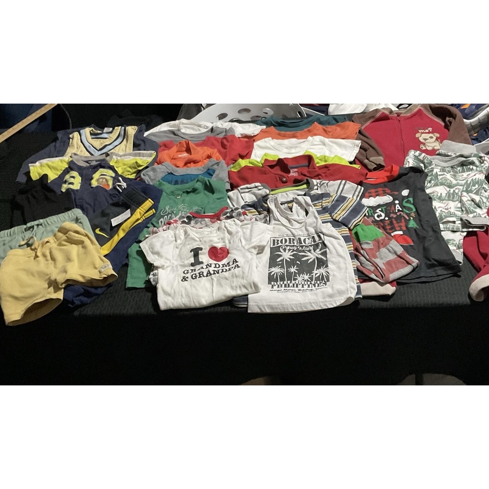 Mixed Brands 29pc Clothes Lot Boys 24M/2T Multicolor Mario AC/DC Xmas Tees